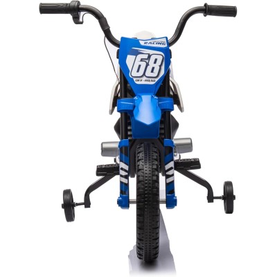 Moto Elettrica per Bambini 12V Super Cross Enduro con 2 Motori Potenti Acceleratore Manopola Ruote con Battistrada Bluetooth