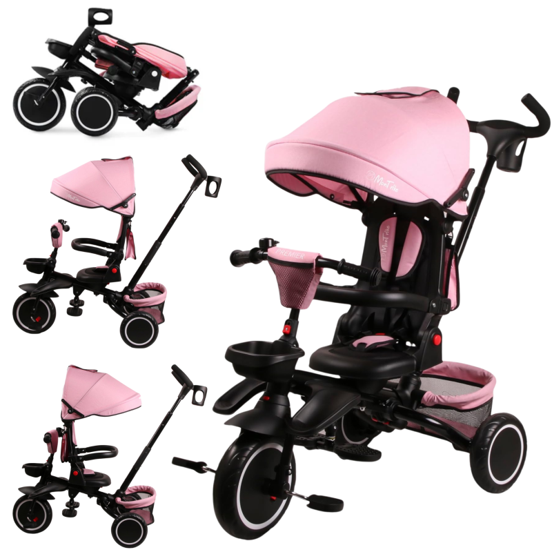 Triciclo Pieghevole Premier 6 in 1 per Bambini da 12 Mesi a 5 Anni Triciclo con Sedile Girevole e Reclinabile Peso Massimo 25 Kg
