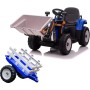 Trattore Elettrico 12V per Bambini Cavalcabile con Pala Meccanica Ruspa Scavatrice e Rimorchio