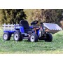 Trattore Elettrico 12V per Bambini Cavalcabile con Pala Meccanica Ruspa Scavatrice e Rimorchio