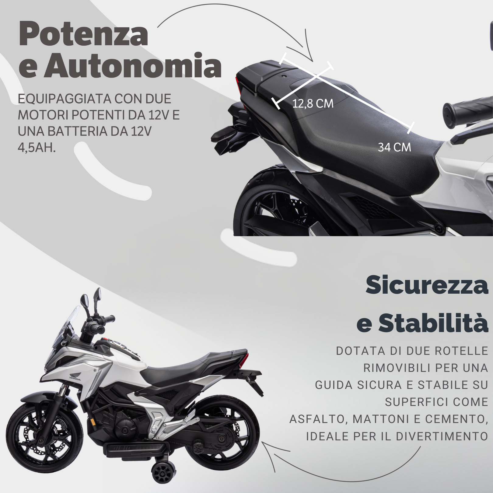 Moto Elettrica per Bambini Honda NC750X 12V Motocicletta con MP3 Accelleratore a - Foto 27 di 67