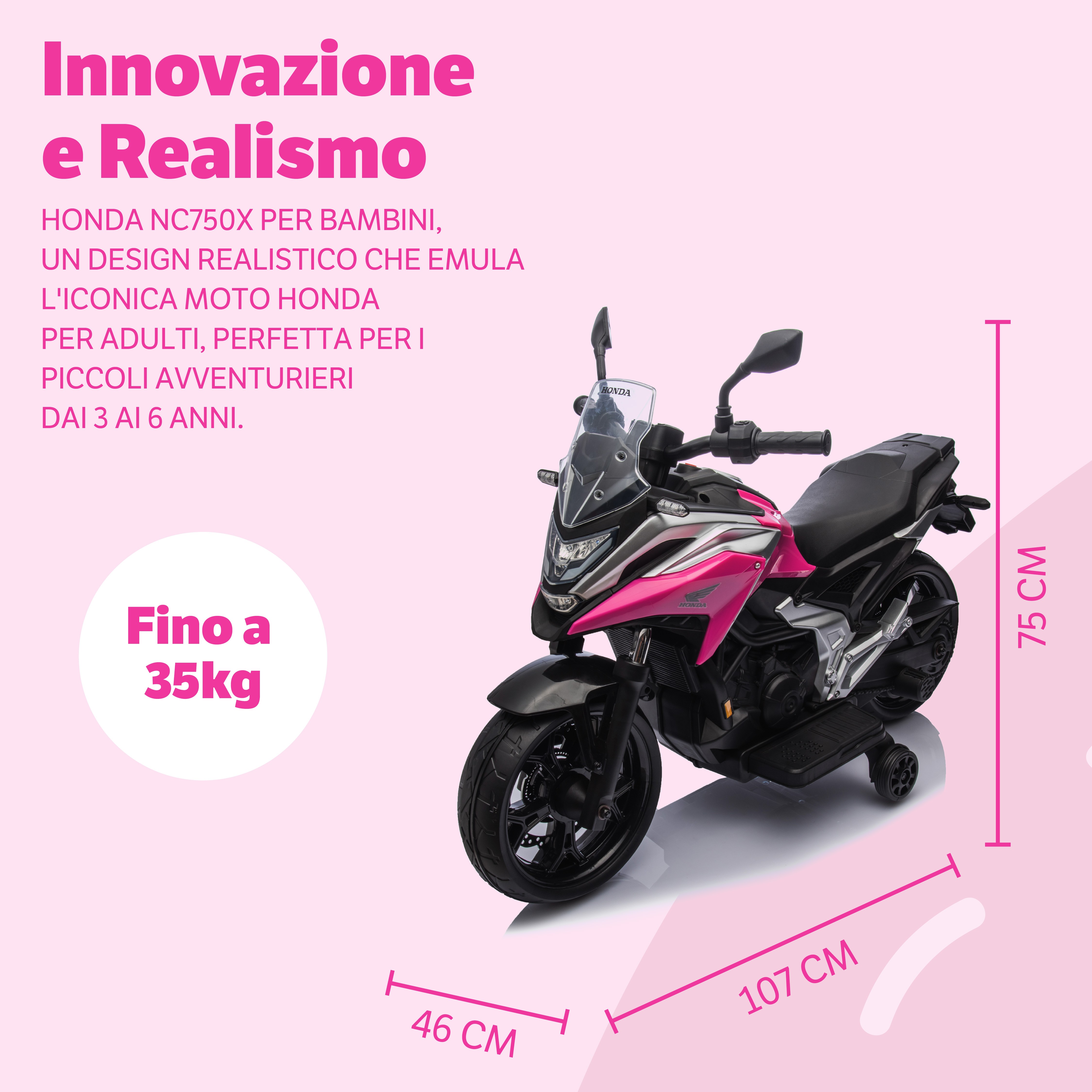 Moto Elettrica per Bambini Honda NC750X 12V Motocicletta con MP3 Accelleratore a - Foto 47 di 67