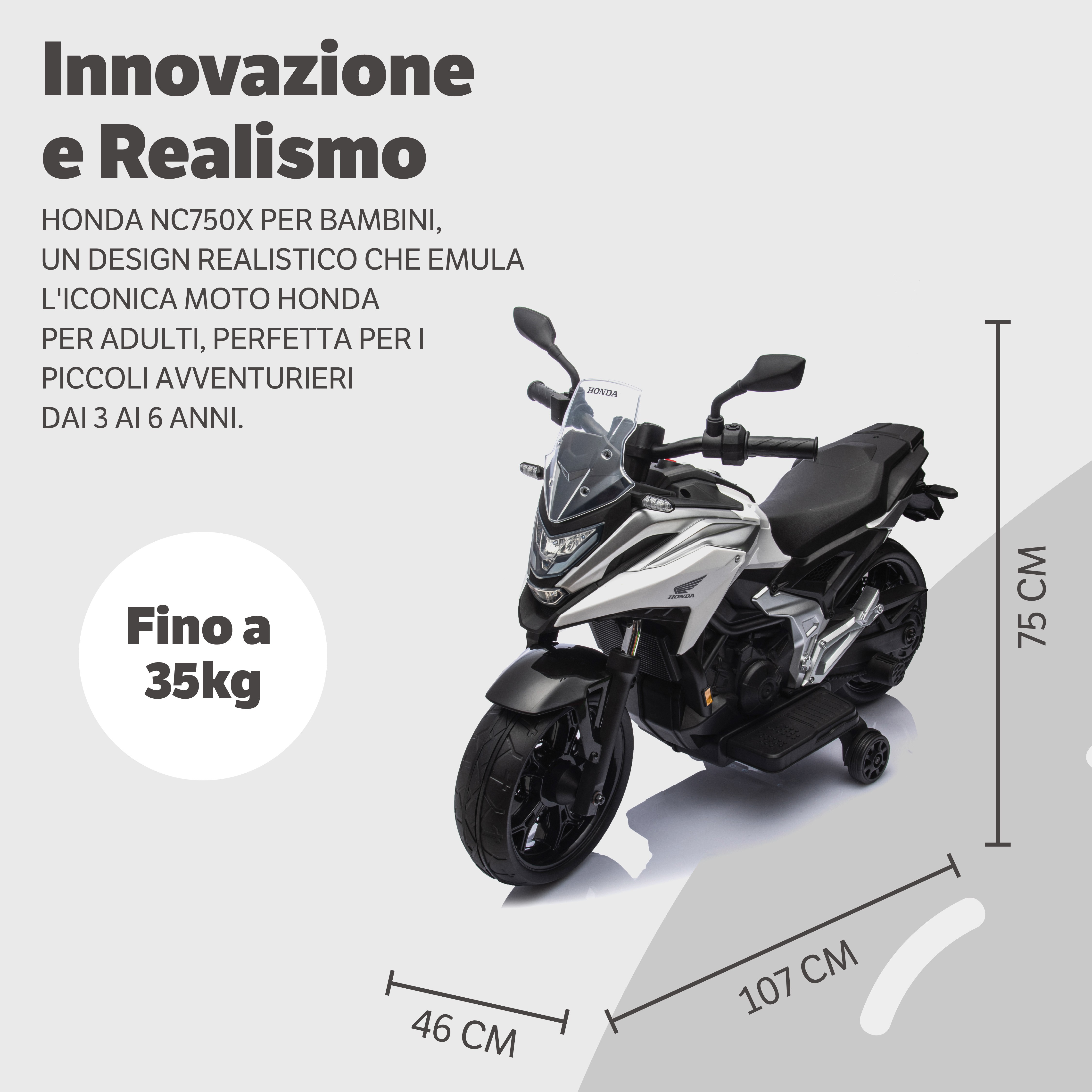 Moto Elettrica per Bambini Honda NC750X 12V Motocicletta con MP3 Accelleratore a - Foto 25 di 67