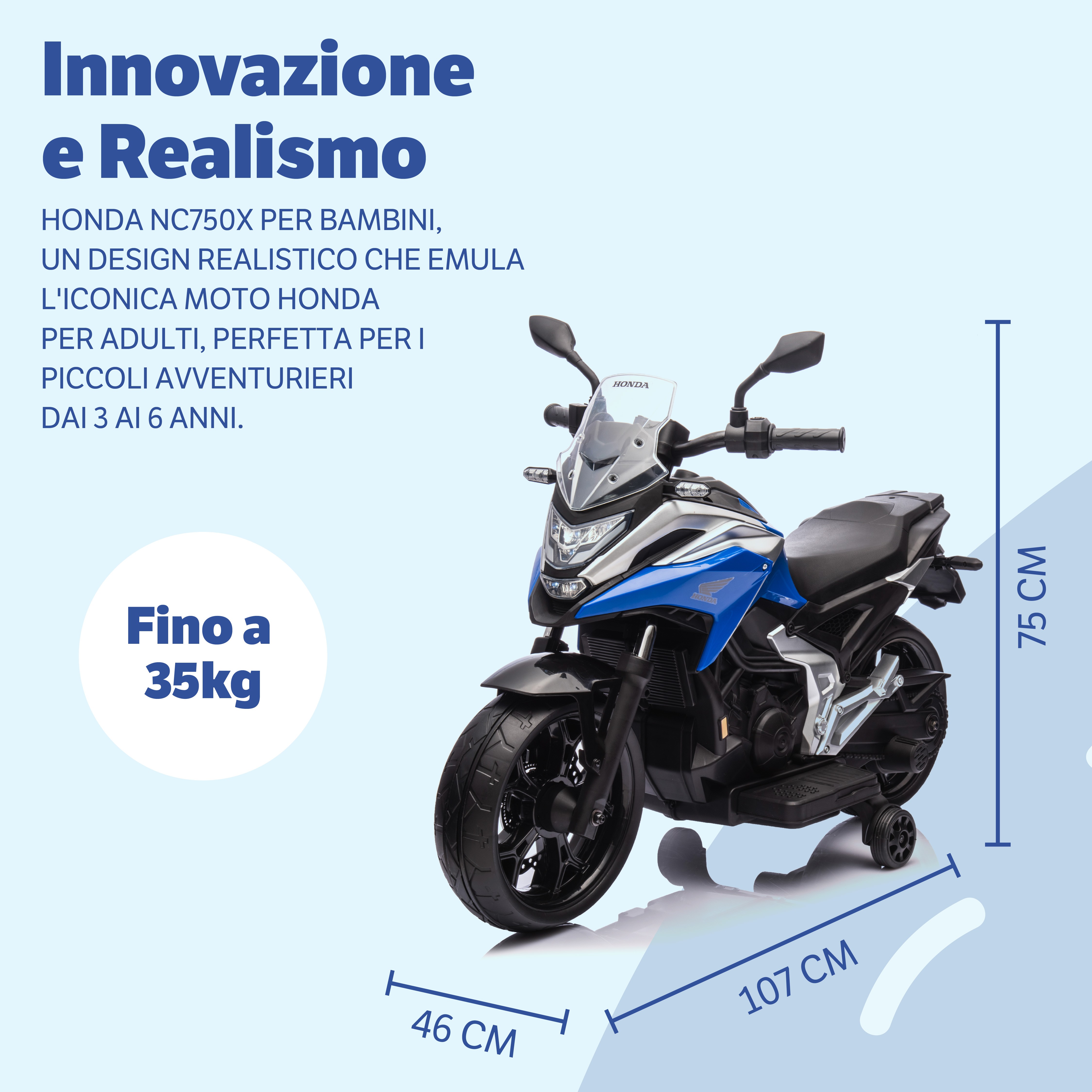 Moto Elettrica per Bambini Honda NC750X 12V Motocicletta con MP3 Accelleratore a - Foto 36 di 67