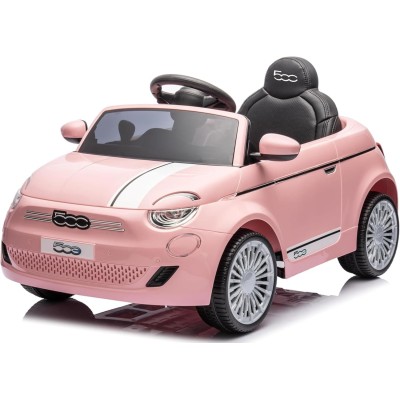 Auto Macchina Elettrica per Bambini Nuova Fiat 500e 12V con Telecomando, Sedile in Pelle
