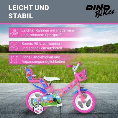 Dino Bikes 124RL-PGS Bicicletta Peppa Pig 12 pollici per bambina