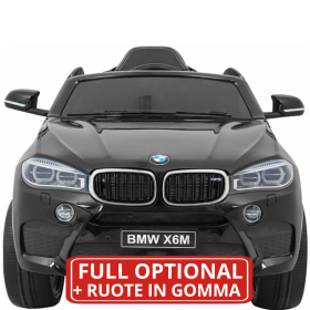 Auto Macchina Elettrica per Bambini 12V BMW X6M con Sedile in Pelle, Ruote in Gomma Telecomando Porte Apribili, Full Optional