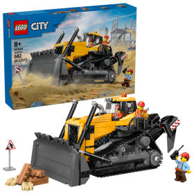 Lego City 60466 Bulldozer giallo Set con Veicolo da Cantiere con 3 Minifigure e Segnali Stradali