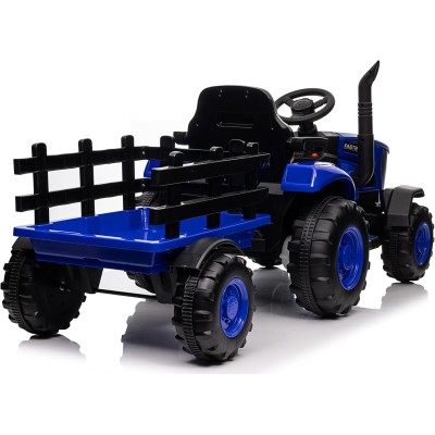 Trattore Elettrico per Bambini 12V con Rimorchio - Maxi Trattore Cavalcabile con ruote in gomma