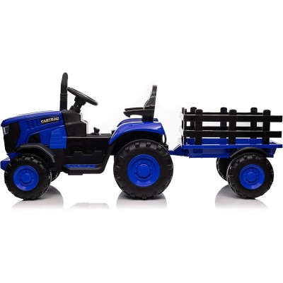 Trattore Elettrico per Bambini 12V con Rimorchio - Maxi Trattore Cavalcabile con ruote in gomma