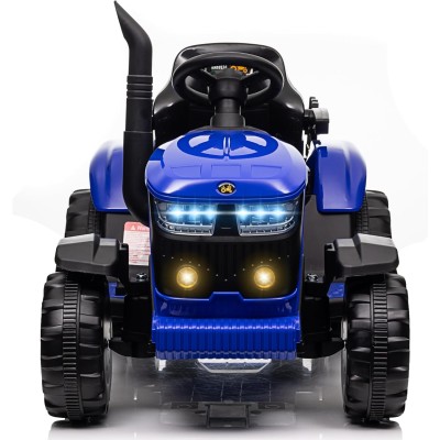 Trattore Elettrico per Bambini 12V con Rimorchio - Maxi Trattore Cavalcabile con ruote in gomma