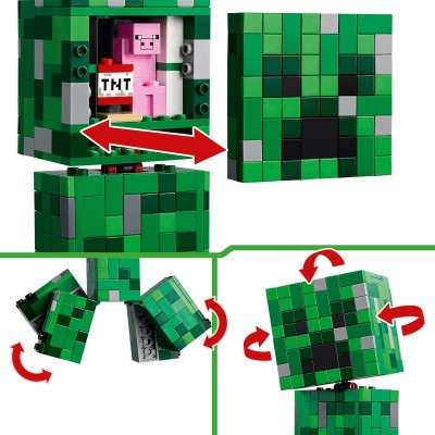 LEGO Minecraft 21276 Creeper - Action Figure di Mob Snodabile con Scomparto Segreto con Maiale e Elemento TNT