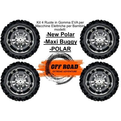 Kit 4 Ruote in Gomma per Macchina Elettrica per Bambini Maxi Buggy - New Polar