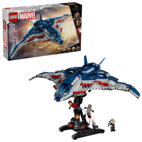 Lego Marvel 76325 Avengers: Age of Ultron Quinjet Aereo con Moto e 5 Minifigure tra cui Iron Man Black Widow e Ultron