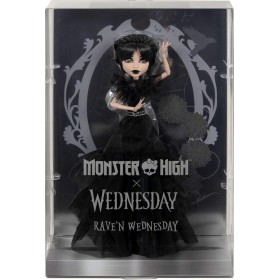 Mattel HXJ03 Monster High Rave'N Mercoledì in abito nero in stile gotico con accessori premium e supporto Mattel HXJ03 Monster High Rave'N Mercoledì in abito nero in stile gotico con accessori premium e supporto