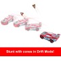 Mattel HXJ34 Cars - Saetta McQueen Corsa Globale Derapa e Sfreccia con 2 modalità rettilineo e sfreccia e 4 coni
