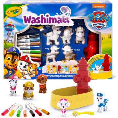 CRAYOLA 74-0291 Washimals Paw Patrol Set Attività con 5 Cuccioli 8 Pennarelli Vasca e Spazzolina