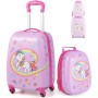 MonTravel Set Trolley per Bambini 2 Pezzi Valigia Rigida e Zainetto Coordinato Bagaglio a Mano con Ruote Girevoli