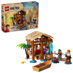 Lego One Piece 75636 La capanna del Villaggio Foosha con barca e minifigure di Shanks Luffy e Makino
