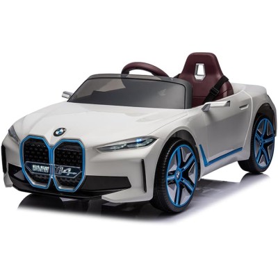 Macchina Elettrica per Bambini BMW I4 Telecomandata 12v con Fari a Led Bluetooth Cinture di Sicurezza a 3 Punti