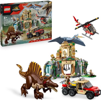 LEGO Jurassic World 76976 Missione Aerea con Spinosauro e Quetzalcoatlus con 2 Dinosauri Elicottero Camion e 4 Minifigure