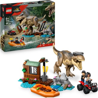 LEGO Jurassic World 76975 Fuga sul Fiume dal T. Rex Set Interattivo con Dinosauro Barca Veicolo ATV e 2 Minifigure
