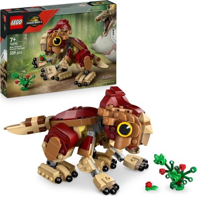 LEGO Jurassic World 76970 Dinosauro cucciolo Dolores: Aquilops Dinosauro da Esposizione e Gioco con Pianta di Fiori