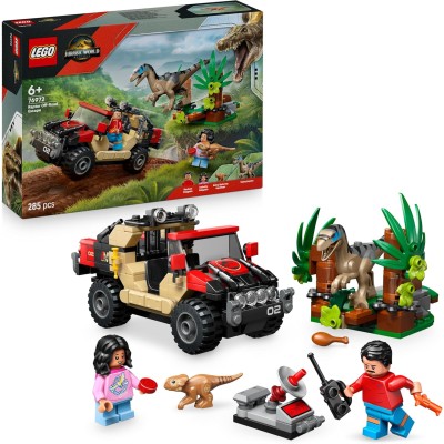LEGO Jurassic World 76972 Fuga dal Raptor sul Fuoristrada con 2 figure di Dinosauro una Macchina e 2 Minifigure