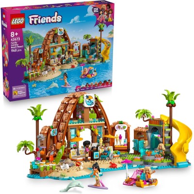 LEGO Friends 42673 Vacanza al Beach Resort con 6 Minifigure Animali Chiosco dei Gelati e Accessori
