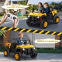 Macchina Elettrica 2 Posti 24V per Bambini CAT Camion Cantiere con Cassone Ribaltabile Pala 4 Motori 100W Telecomando