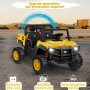 Macchina Elettrica 2 Posti 24V per Bambini CAT Camion Cantiere con Cassone Ribaltabile Pala 4 Motori 100W Telecomando