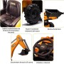 Trattore Cavalcabile Elettrico per Bambini JCB Escavatore con Braccio Scavatore Bulldozer Retroescavatore 4 in 1 con Tettuccio