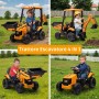 Trattore Cavalcabile Elettrico per Bambini JCB Escavatore con Braccio Scavatore Bulldozer Retroescavatore 4 in 1 con Tettuccio