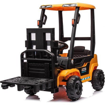 Muletto Elettrico per Bambini 12V Telecomandato Forche Elettriche con Leva Reale Suoni e Luci Carrello Elevatore JCB