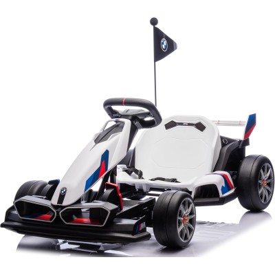 Go Kart Elettrico BMW per Bambini 24V con Sedile Regolabile 6-12 Anni Luci LED 2 Velocità Modalità Drift