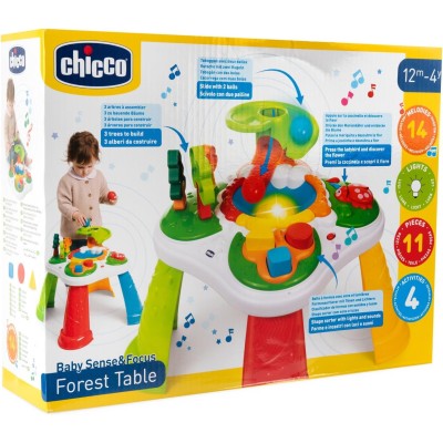 Chicco 012164 Tavolo della Foresta Tavolo Interattivo con attività Manuali con Luci e Suoni Forme e Incastri 12 Mesi - 4 Anni