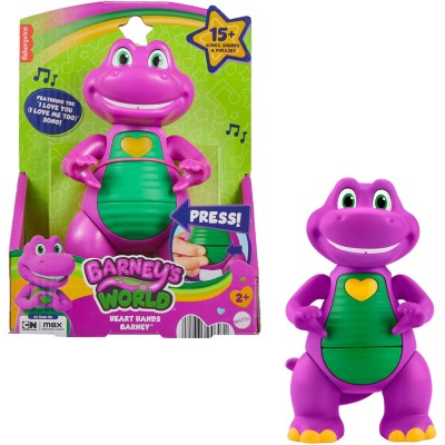 Fisher Price JFF05 Il Mondo di Barney - Barney Mani a Cuore personaggio musicale alto 14cm con luci e suoni