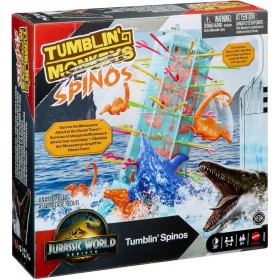 Mattel JFW44 ​Salve le Scimmie versione Jurassic World La Rinascita Gioco con torre oceanica e spinosauri