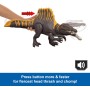 Mattel JCB56 Jurassic World Rebirth - Spinosaurus Attacco Furioso con pinna dorsale e coda a sezioni mobili