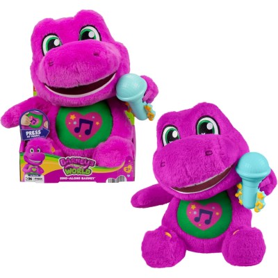 Mattel JGT51 Barney - Barney canterino peluche con 10 frasi e 5 canzoni multilingue