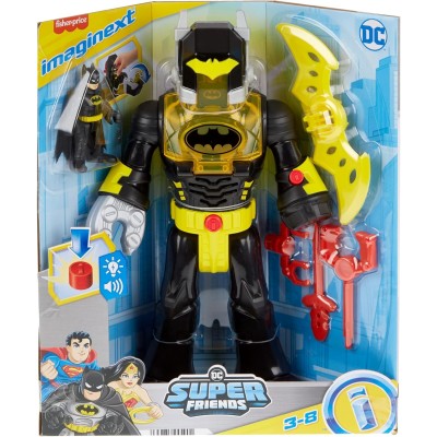 Fisher Price HYG31 Imaginext DC Super Friends Batman Insider e Bat Bot 30cm con cabina di pilotaggio luci e suoni e 4 accessori