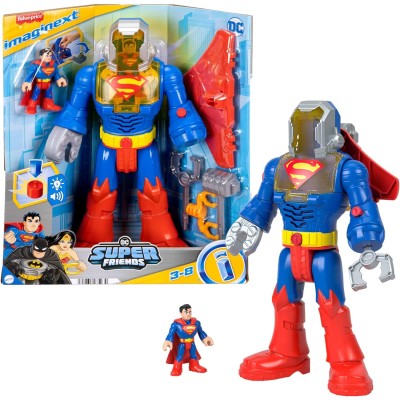 Fisher Price JCT47 Imaginext DC Super Friends Superman Insider e robot 30cm con luci e suoni e accessori
