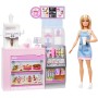 Mattel HXN94 Barbie Caffetteria con 12+ accessori a tema tra cui macchina per caffè e frullati tazze e cibo