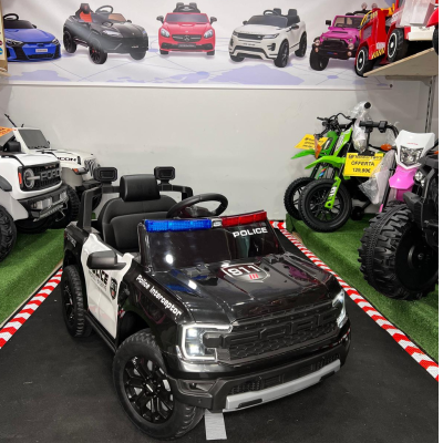 Auto Macchina Elettrica per Bambini Ford Ranger Police 12v con Telecomando Luci Lampeggianti Microfono e Sirena della Polizia