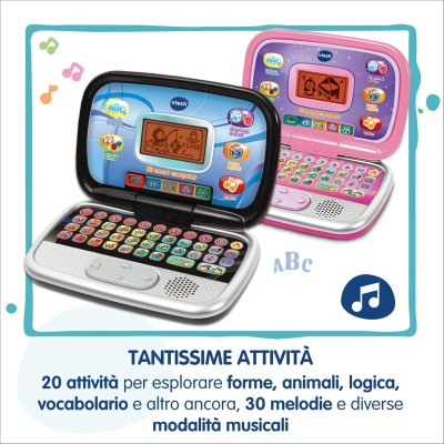VTech 196369 Bit Smart Computer Rosa Interattivo con Mouse ed Effetti Luminosi Comoda Maniglia con Animali e Forme