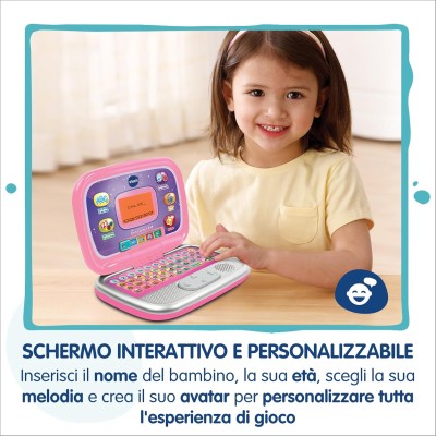 VTech 196369 Bit Smart Computer Rosa Interattivo con Mouse ed Effetti Luminosi Comoda Maniglia con Animali e Forme