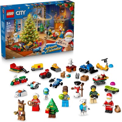 LEGO City 60475 Calendario dell'Avvento 2025 con 24 Sorprese tra cui Treno Auto Trattore e 7 Minifigure
