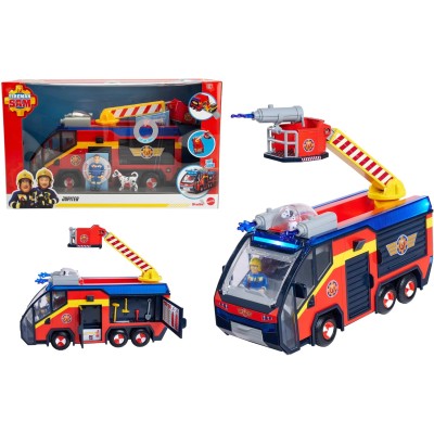 Simba 109252595038 Sam Il Pompiere Jupiter Camion dei pompieri con luci e suoni realistici con scala estensibile