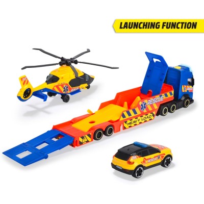 Simba 203717005 Dickie Toys Volvo FH16 Camion Rescue 40cm con 2 veicoli con luci e suoni