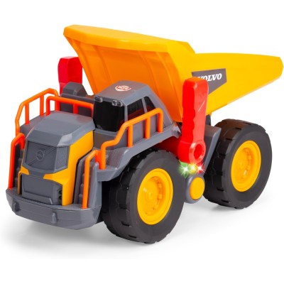 Simba 203725013 Dickie Toys Camion ribaltabile Volvo Power Dump 30cm con ruota libera controllo leva luci e suoni